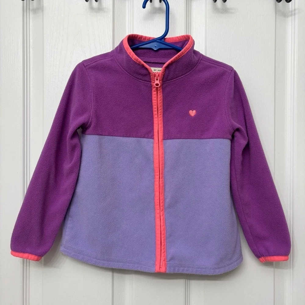 Purple Colorblock Fleece Jacket | OshKosh 4T